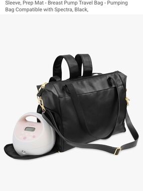 Premium Black Convertible Women’s Baby & Pump Bag with Gold Hardware